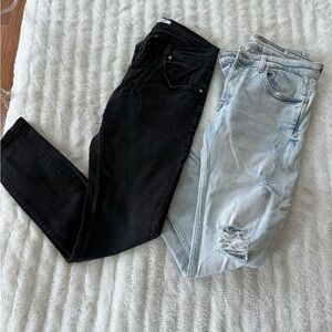Zara Men’s Bundle of 2 Black and Light Wash Distressed Jeans
